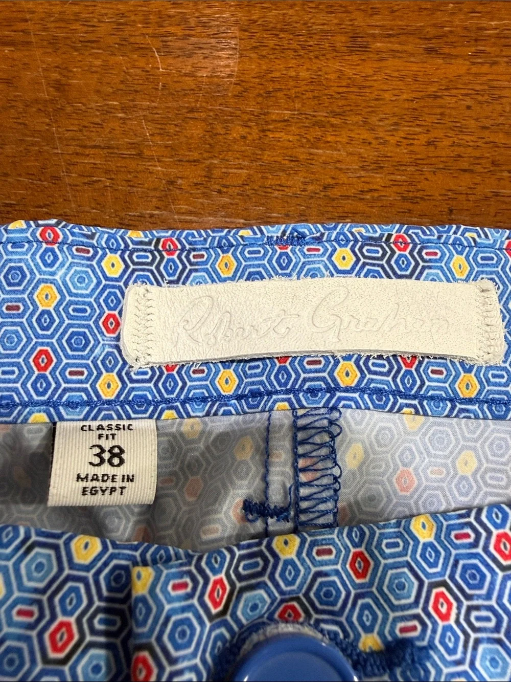 Robert Graham Blue Micro-Flower Flat-Front Shorts